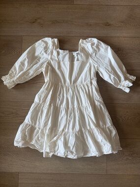 Madewell Cream Puff-Sleeve Tiered dress